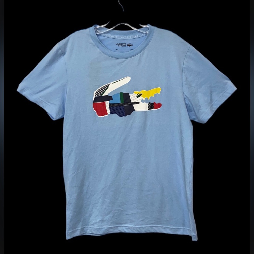 Lacoste SPORT Men's Patchwork Crocodile Print T-shirt in Blue TH0822-51 HBP